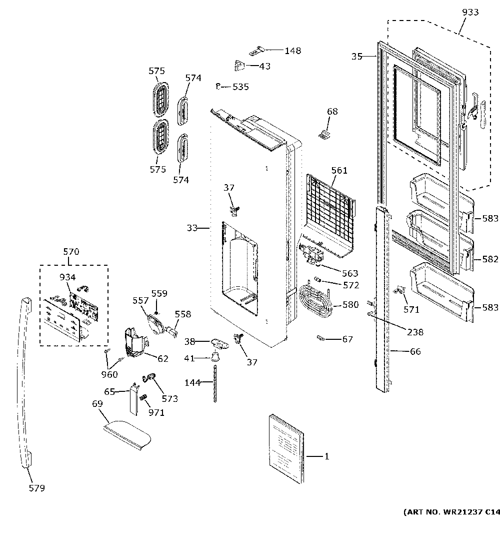 WR78X39485 REFRIGERATOR DOOR